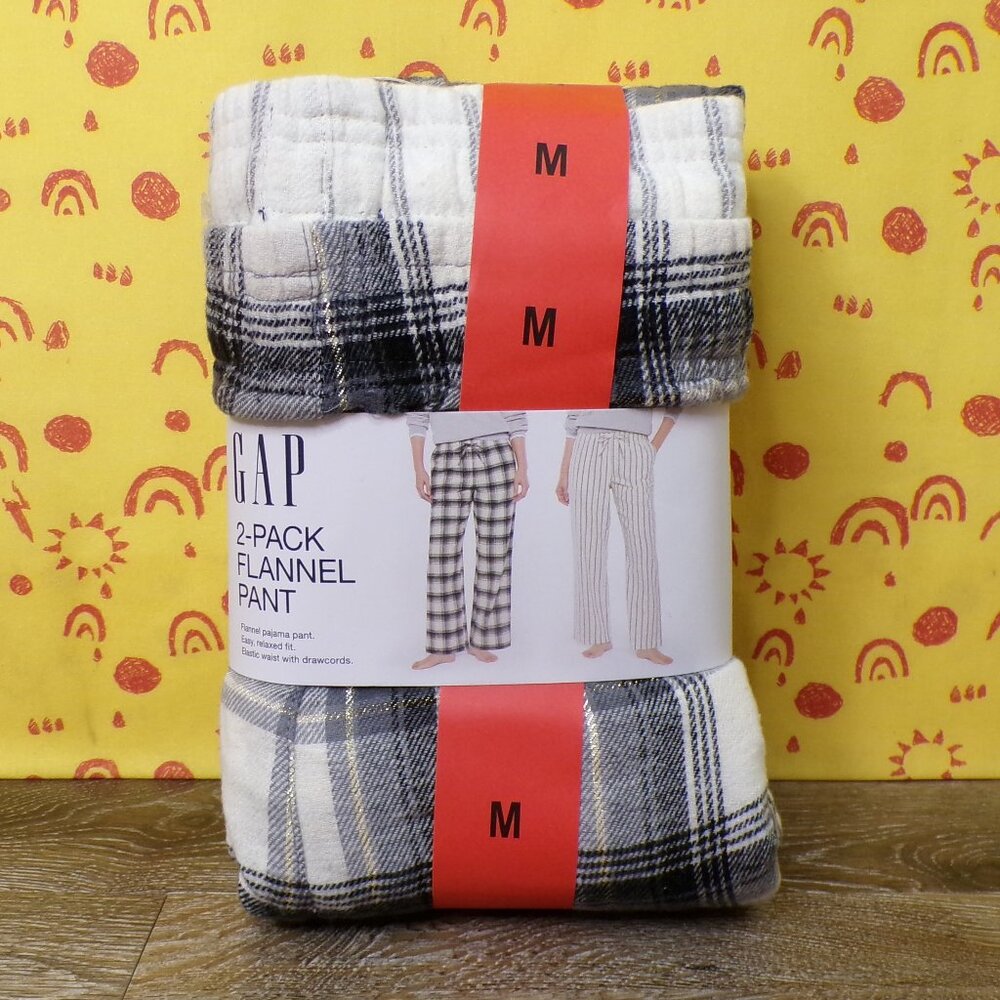 GAP NWT Women's Flannel PJ Pant, 2-pack Cream - Medium